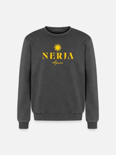 Nerja Sun Spanien-Logo - Relaxed Unisex Premium Acid-Washed Sweatshirt - Schwarz Acid Wash