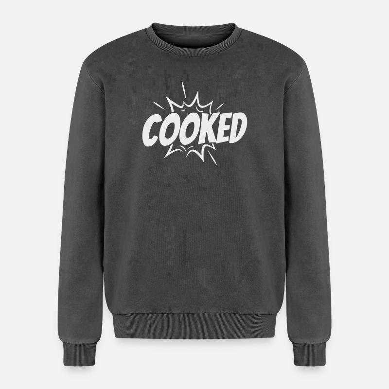 Cooked Explosive Comic Style - Relaxed Unisex Premium Acid Washed Sweatshirt - acid washed black