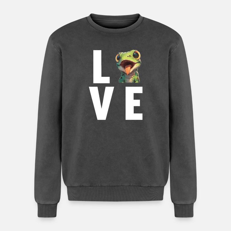 Eidechsen Eidechse - Relaxed Unisex Premium Acid-Washed Sweatshirt - Schwarz Acid Wash