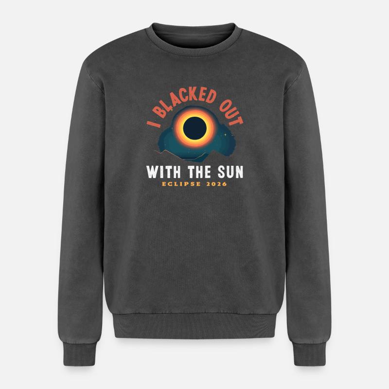 Solar eclipse 2026, August 12 - Relaxed Unisex Premium Acid Washed Sweatshirt - acid washed black