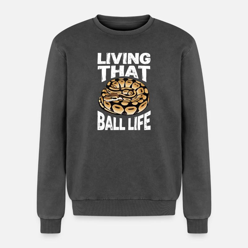 Königspython Schlangen Liebhaber Terrarium Python - Relaxed Unisex Premium Acid-Washed Sweatshirt - Schwarz Acid Wash