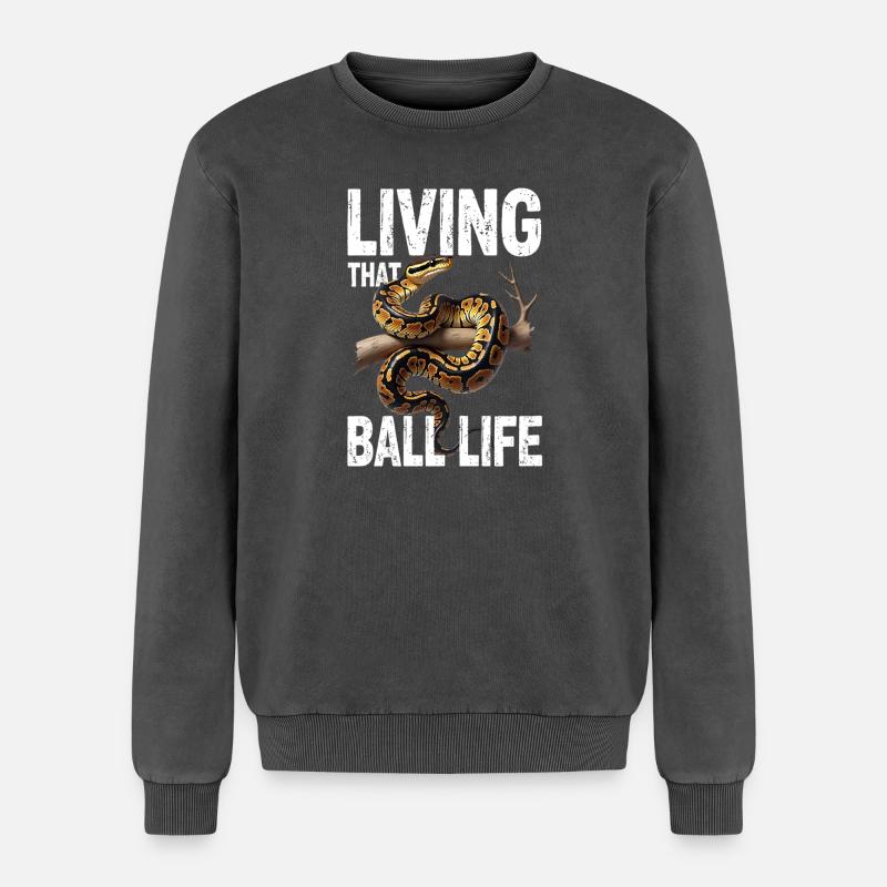 Königspython Schlangen Liebhaber Terrarium Python - Relaxed Unisex Premium Acid-Washed Sweatshirt - Schwarz Acid Wash