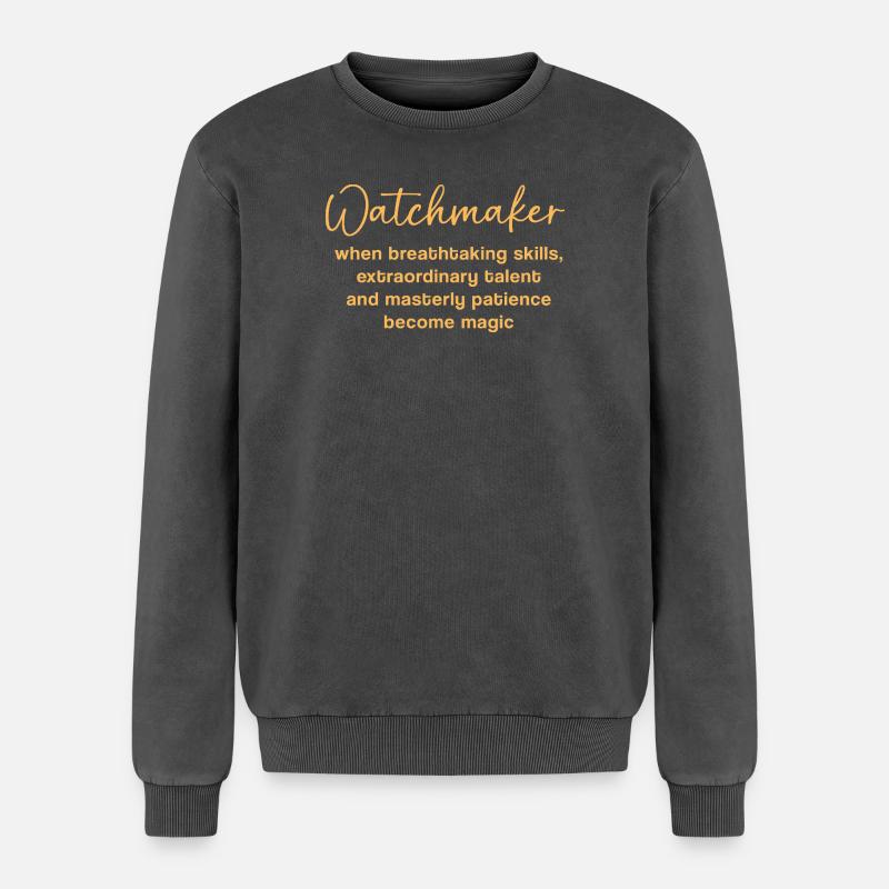 Clockwork Clock - Relaxed Unisex Premium Acid Washed Sweatshirt - acid washed black