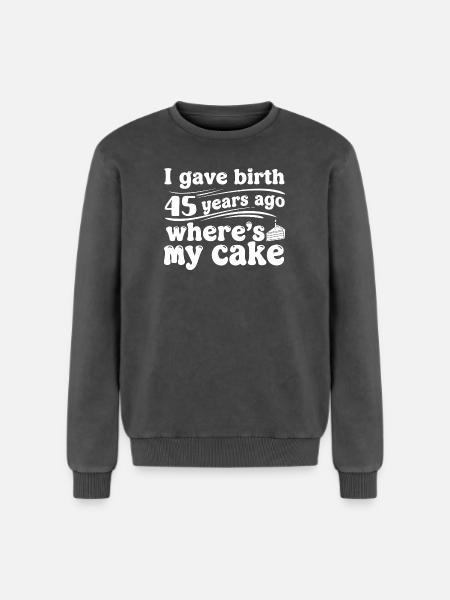 Birthday 45 years ago – cake? - Relaxed Unisex Premium Acid Washed Sweatshirt - acid washed black