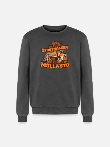 Müllauto Spruch - Relaxed Unisex Premium Acid-Washed Sweatshirt - Schwarz Acid Wash