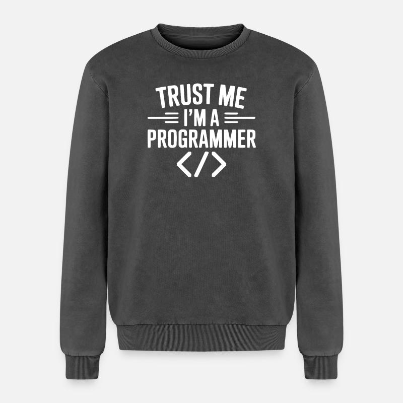 Vertrau mir, ich bin Programmiererin - Relaxed Unisex Premium Acid-Washed Sweatshirt - Schwarz Acid Wash