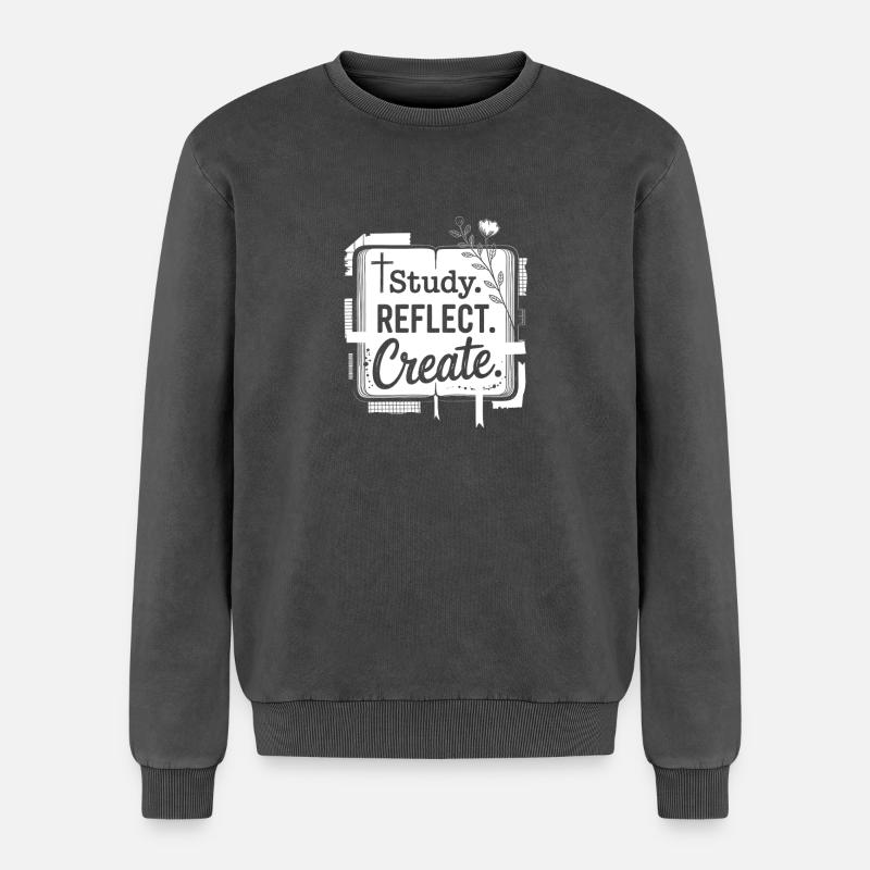 Study Reflect Create - Relaxed Unisex Premium Acid Washed Sweatshirt - acid washed black
