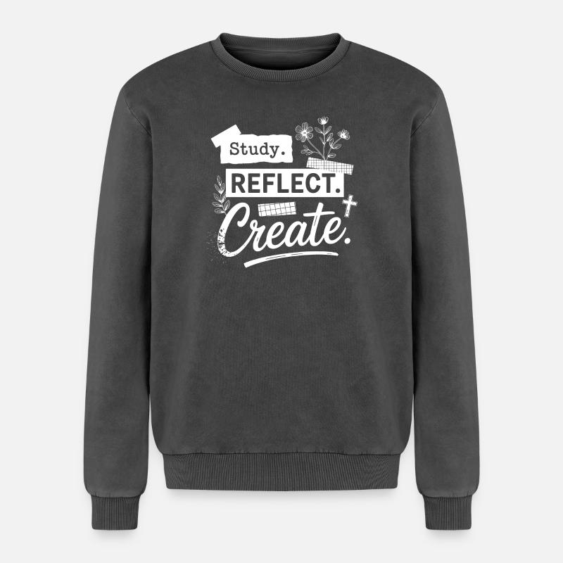 Study. Reflect. Create. - Relaxed Unisex Premium Acid Washed Sweatshirt - acid washed black