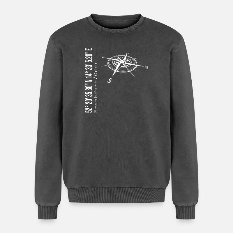 Francfort / Oder - Sweatshirt unisexe Premium acid-wash en coton - noir délavé acide