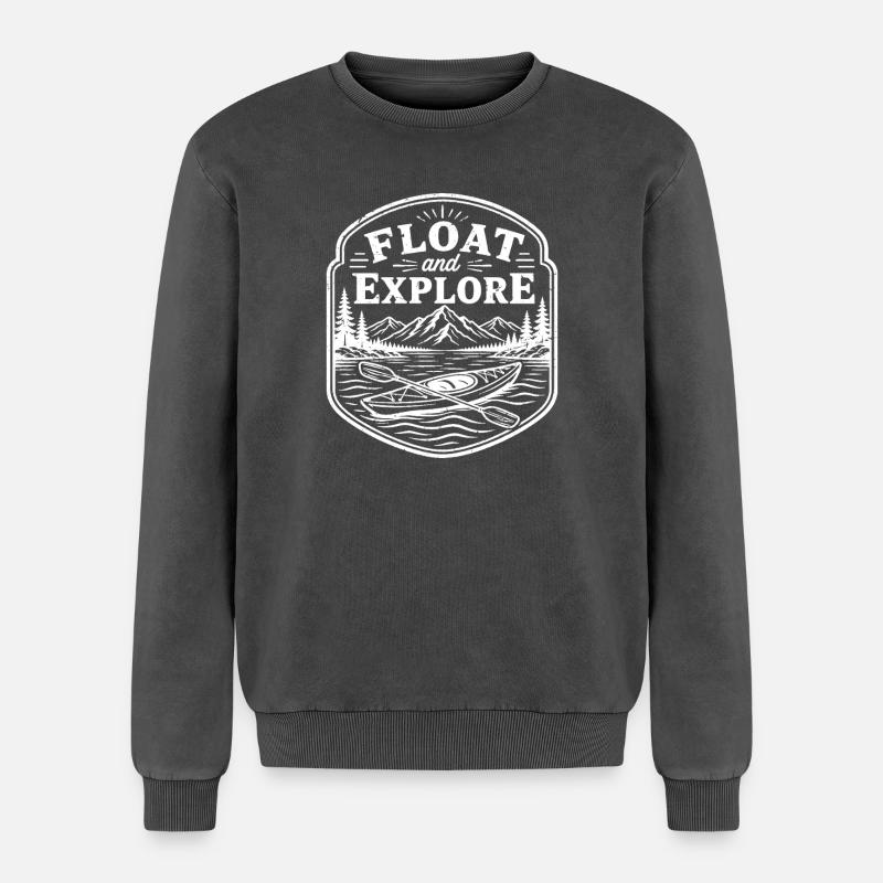 float and explore - Relaxed Unisex Premium Acid Washed Sweatshirt - acid washed black