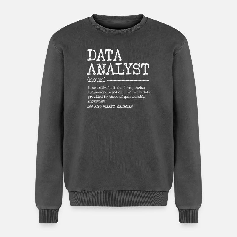 Data Analyst Meme Tee - Relaxed Unisex Premium Acid Washed Sweatshirt - acid washed black