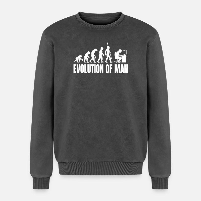 Programmeur Computer Freak Evolution Rétro - Sweatshirt unisexe Premium acid-wash en coton - noir délavé acide