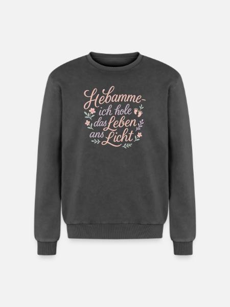 Hebamme: Leben ans Licht - Relaxed Unisex Premium Acid-Washed Sweatshirt - Schwarz Acid Wash