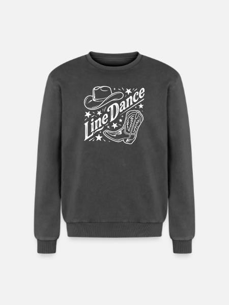 Line Dance Western Country - Relaxed Unisex Premium Acid-Washed Sweatshirt - Schwarz Acid Wash