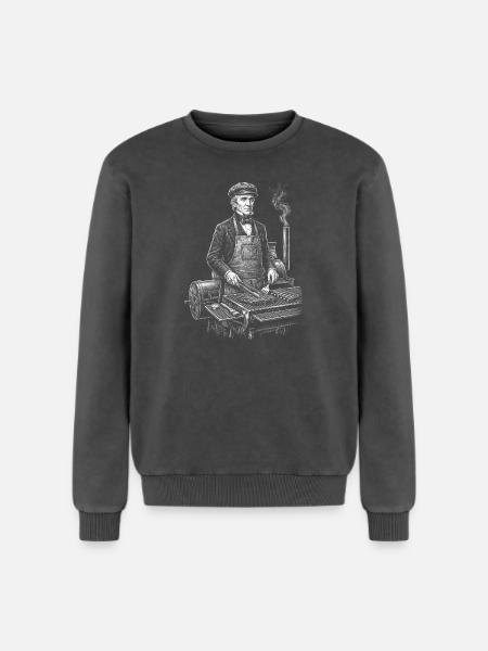 James K. Polk chez BBQ Grilling - Sweatshirt unisexe Premium acid-wash en coton - noir délavé acide