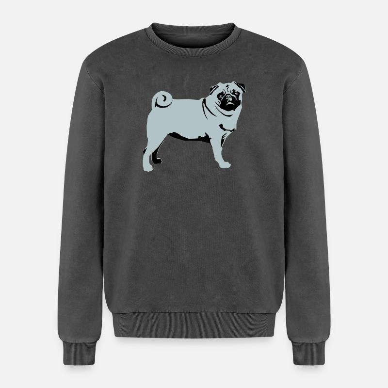 Mops - Relaxed Unisex Premium Acid-Washed Sweatshirt - Schwarz Acid Wash