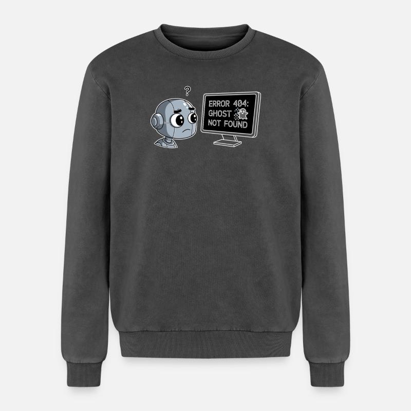 Error 404: Ghost Not Found - Relaxed Unisex Premium Acid-Washed Sweatshirt - Schwarz Acid Wash