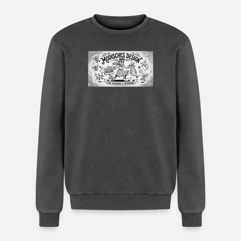 Nähkunst Modedesign Comic - Relaxed Unisex Premium Acid-Washed Sweatshirt - Schwarz Acid Wash