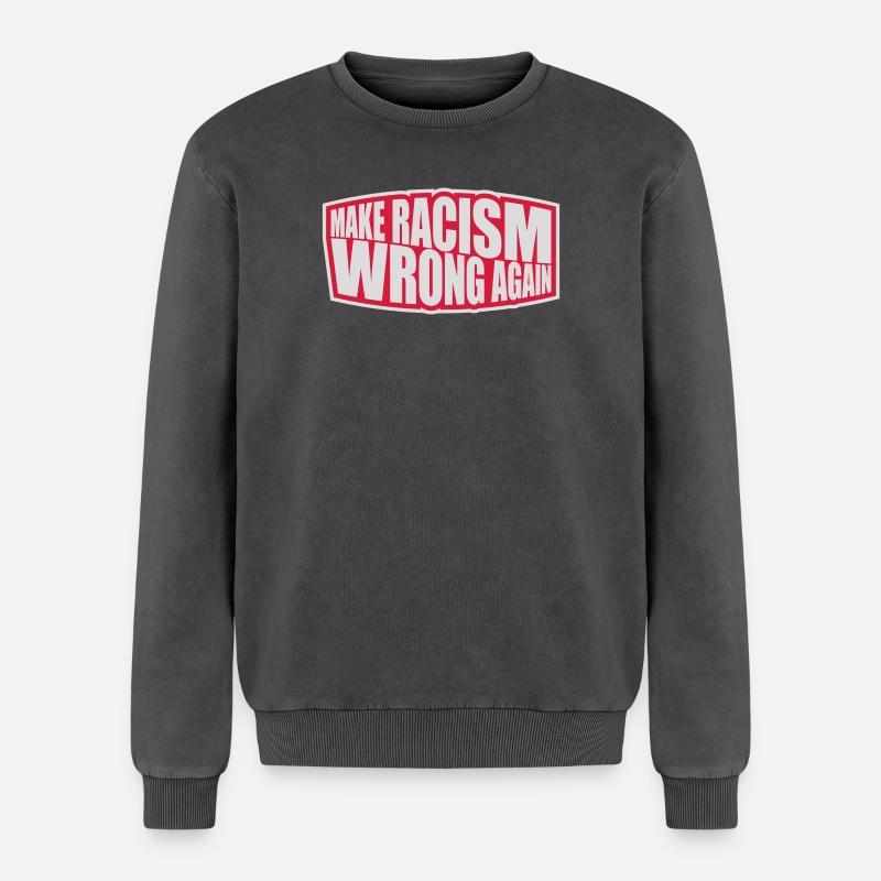 make racism wrong again - Relaxed Unisex Premium Acid Washed Sweatshirt - acid washed black