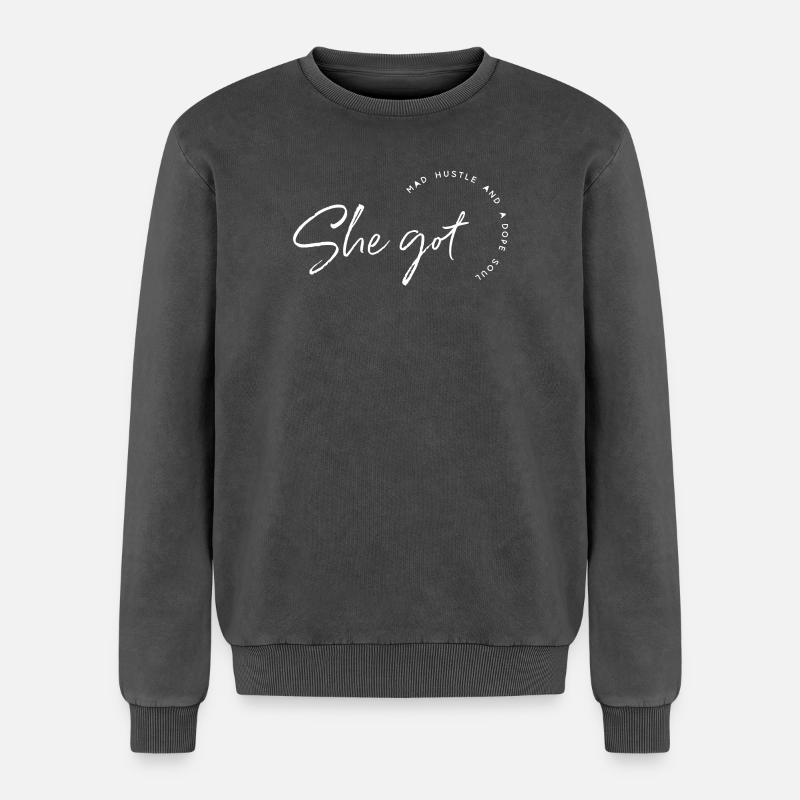 Sie hat Hustle - Relaxed Unisex Premium Acid-Washed Sweatshirt - Schwarz Acid Wash