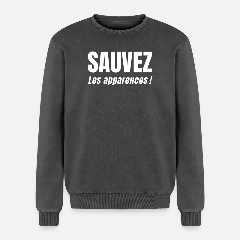 SAVE APPEARANCES! - Relaxed Unisex Premium Acid Washed Sweatshirt - acid washed black