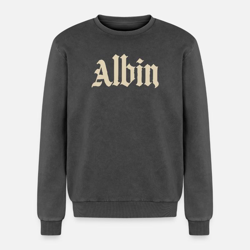 Abhin in Gothic Script - Relaxed Unisex Premium Acid Washed Sweatshirt - acid washed black