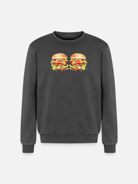 Explosion de l’aquarelle de Burger - Sweatshirt unisexe Premium acid-wash en coton - noir délavé acide