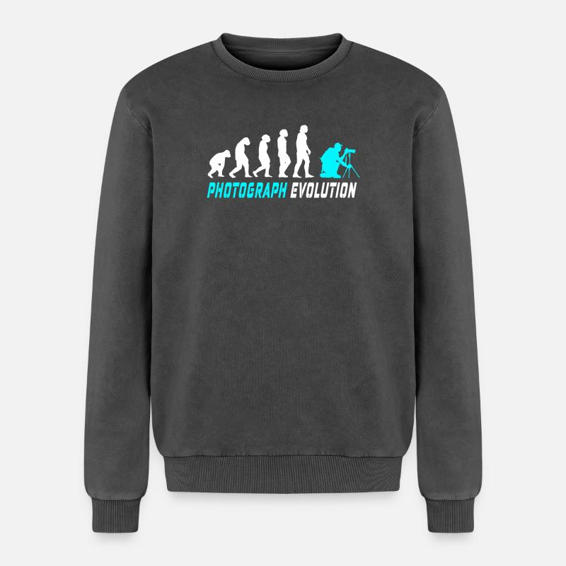 Fotograf Evolution - Relaxed Unisex Premium Acid-Washed Sweatshirt - Schwarz Acid Wash