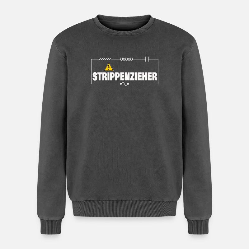 String-puller - Relaxed Unisex Premium Acid Washed Sweatshirt - acid washed black