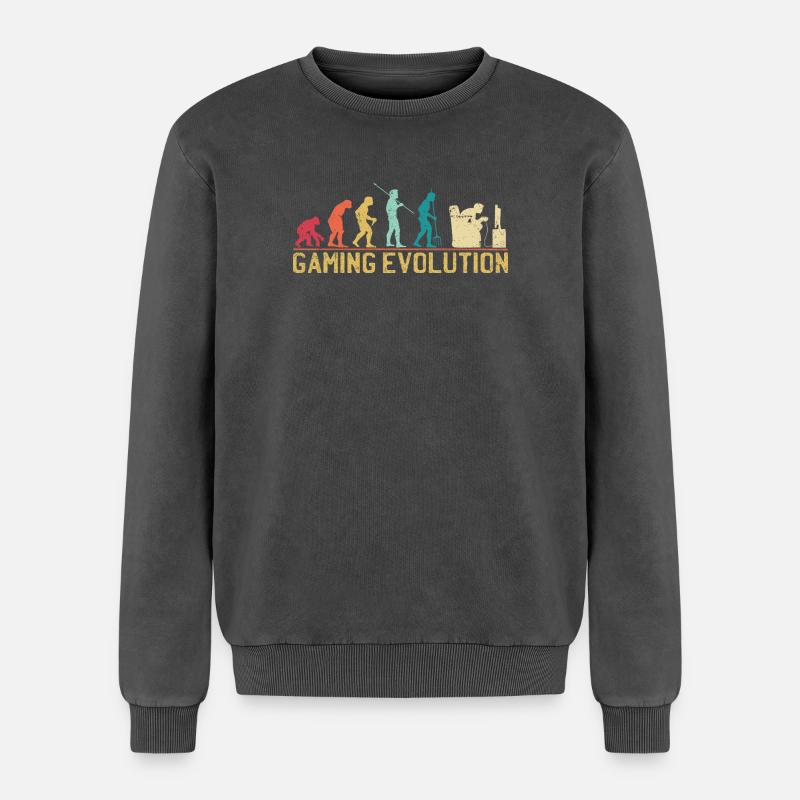 Gaming Evolution Artwork - Relaxed Unisex Premium Acid Washed Sweatshirt - acid washed black