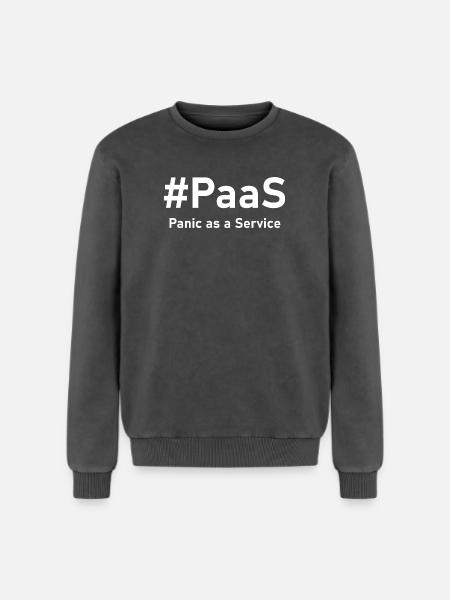 PaaS – Panic as a Service | Funny IT saying - Relaxed Unisex Premium Acid Washed Sweatshirt - acid washed black