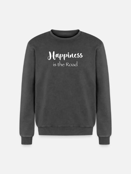 Happiness is the road - Relaxed Unisex Premium Acid Washed Sweatshirt - acid washed black