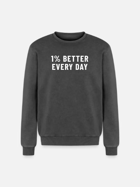 1% Better Every Day - Relaxed Unisex Premium Acid Washed Sweatshirt - acid washed black