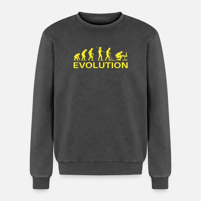 Evolution Gamer | Computer Freak Geek PC - Relaxed Unisex Premium Acid-Washed Sweatshirt - Schwarz Acid Wash