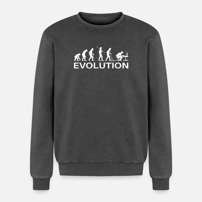 Programmer Evolution Computer Scientist Developer - Relaxed Unisex Premium Acid Washed Sweatshirt - acid washed black