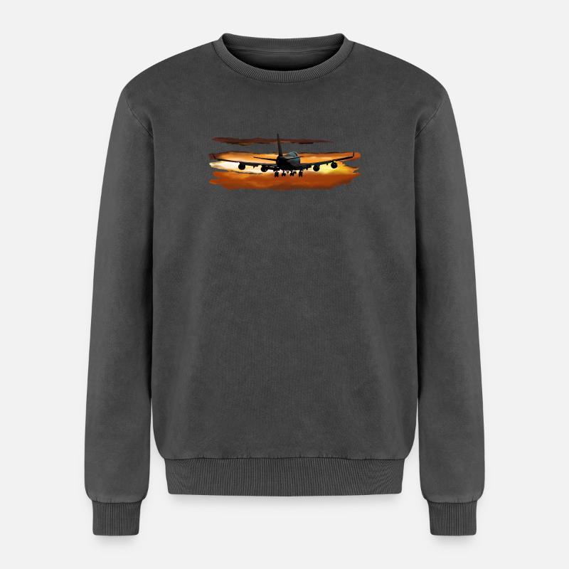 Passagierflugzeug - Relaxed Unisex Premium Acid-Washed Sweatshirt - Schwarz Acid Wash