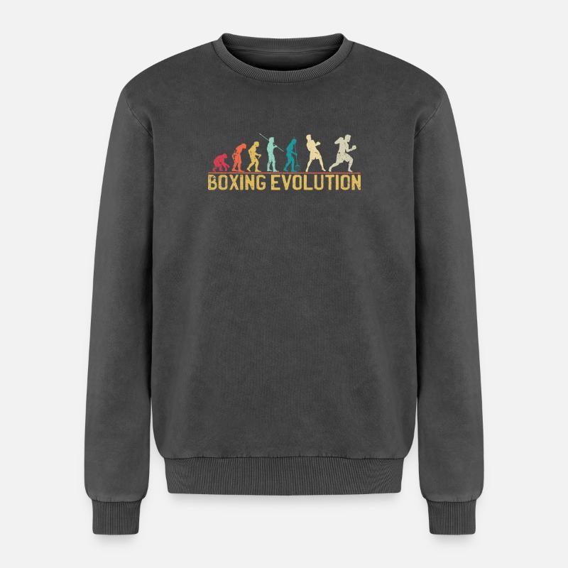 Boxing Evolution Progression Design - Sweatshirt unisexe Premium acid-wash en coton - noir délavé acide