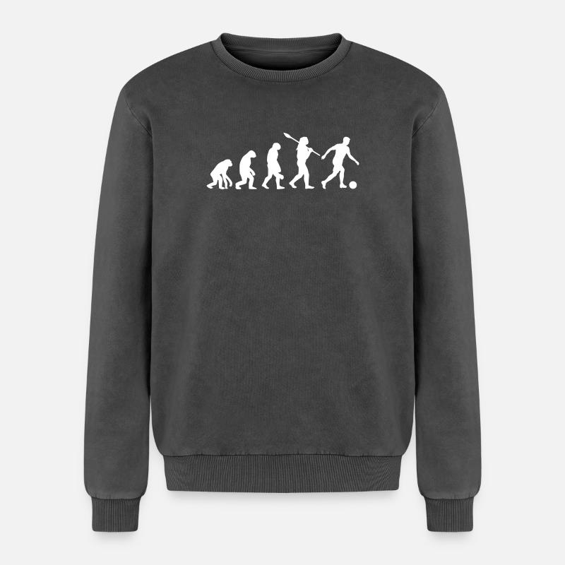 Fußball Evolution | Soccer Evolution - Relaxed Unisex Premium Acid-Washed Sweatshirt - Schwarz Acid Wash