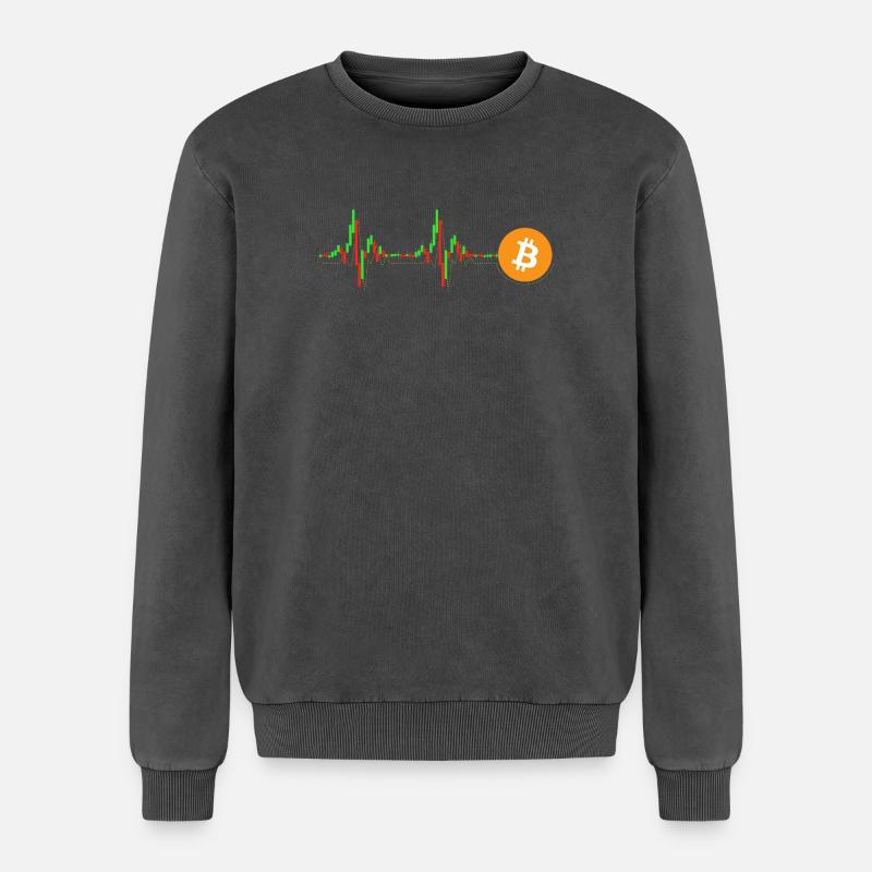 Bitcoin Chart Pattern - Relaxed Unisex Premium Acid Washed Sweatshirt - acid washed black