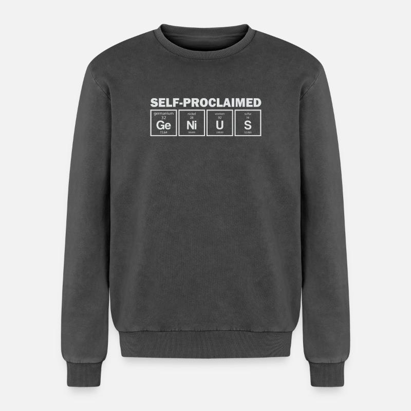 Genius Element - Relaxed Unisex Premium Acid Washed Sweatshirt - acid washed black