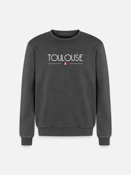 Toulouse - Relaxed Unisex Premium Acid Washed Sweatshirt - acid washed black