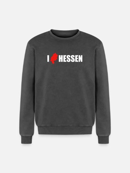 I Love Hessen - Relaxed Unisex Premium Acid-Washed Sweatshirt - Schwarz Acid Wash