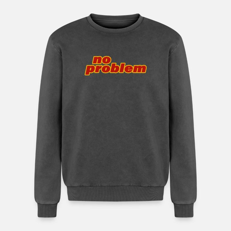 no problem - Relaxed Unisex Premium Acid Washed Sweatshirt - acid washed black