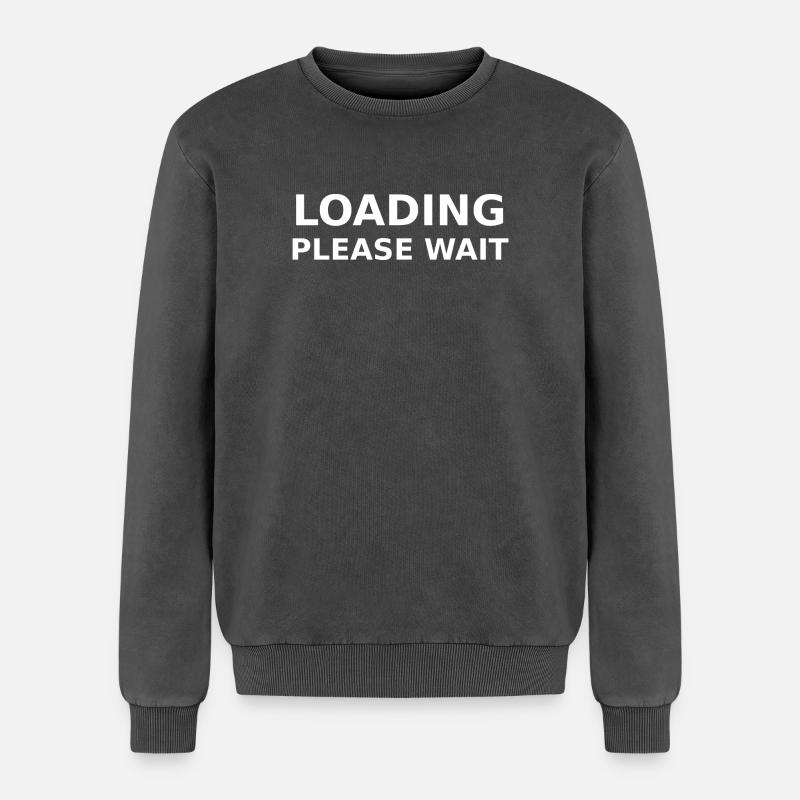 LOADING – PLEASE WAIT - Relaxed Unisex Premium Acid-Washed Sweatshirt - Schwarz Acid Wash