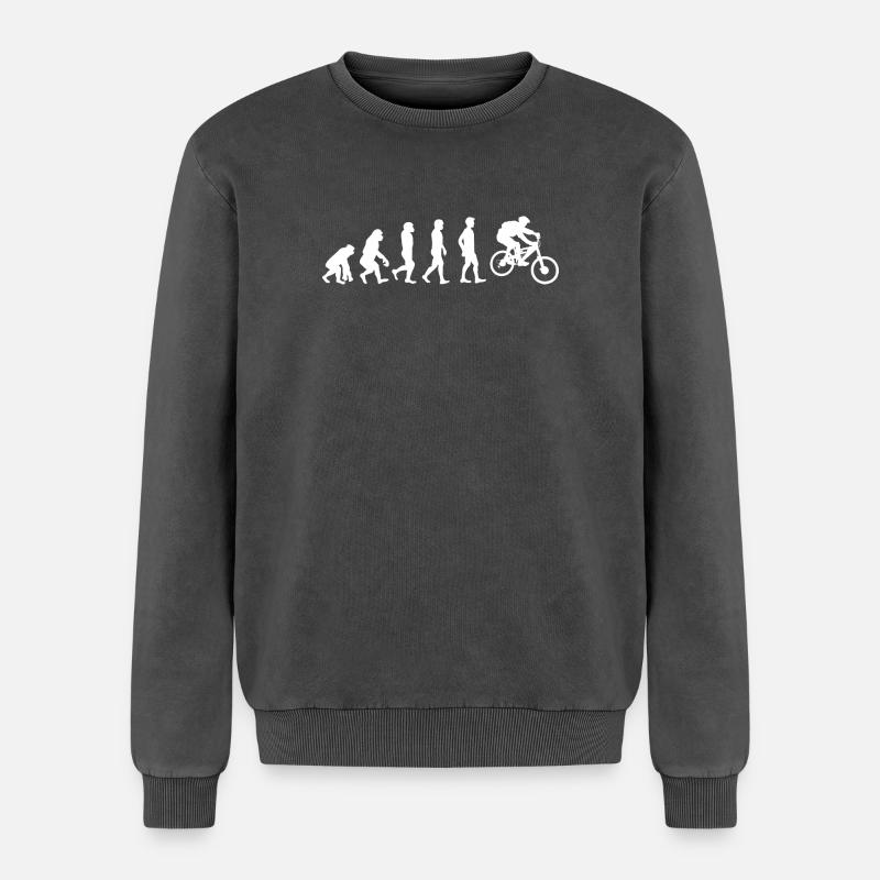 Évolution du cyclisme - Sweatshirt unisexe Premium acid-wash en coton - noir délavé acide