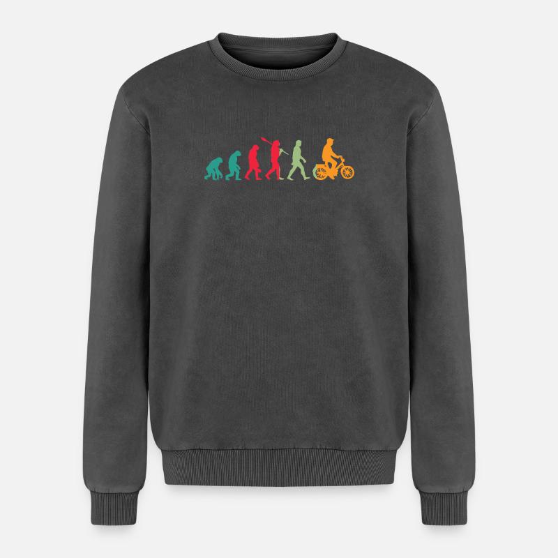 Mofa Evolution Moped - Relaxed Unisex Premium Acid-Washed Sweatshirt - Schwarz Acid Wash