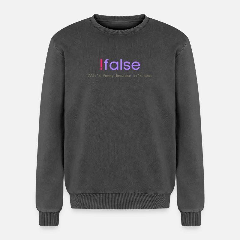 Ifalse Funny Coder Programmierungswortspiel - Relaxed Unisex Premium Acid-Washed Sweatshirt - Schwarz Acid Wash