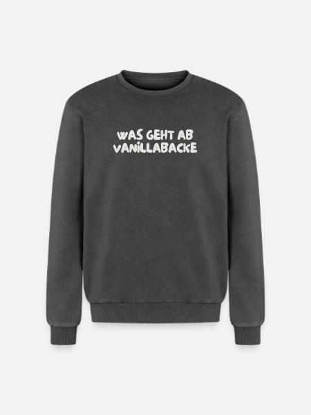was geht ab vanillabacke - Relaxed Unisex Premium Acid-Washed Sweatshirt - Schwarz Acid Wash