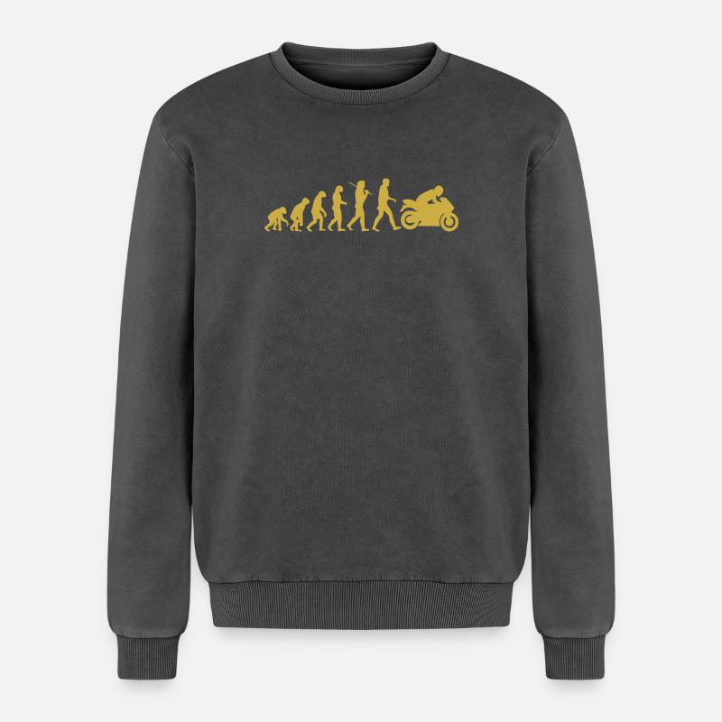 Motorrad-Evolution - Relaxed Unisex Premium Acid-Washed Sweatshirt - Schwarz Acid Wash