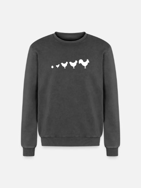Evolution Farmer Chicken Rooster Funny - Relaxed Unisex Premium Acid Washed Sweatshirt - acid washed black